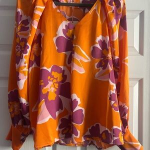 Entro Orange and Purple Floral Blouse